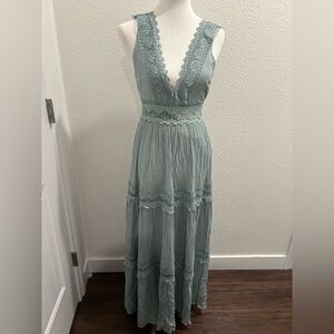 Forever 21 Lace Detail Maxi Dress in Soft Blue